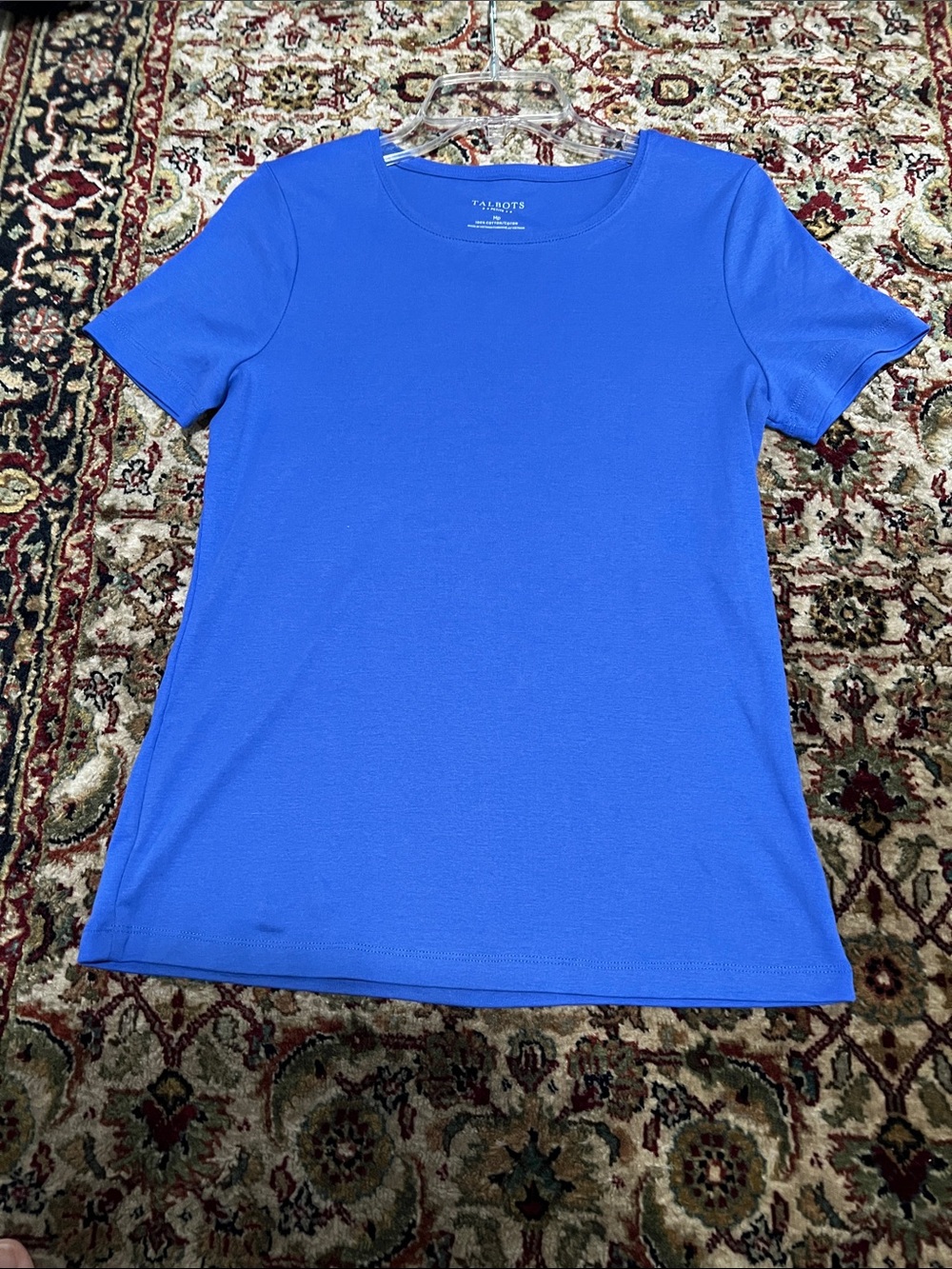 Talbots Short Sleeve Crewneck Tee in Bright Blue Size Medium Petite